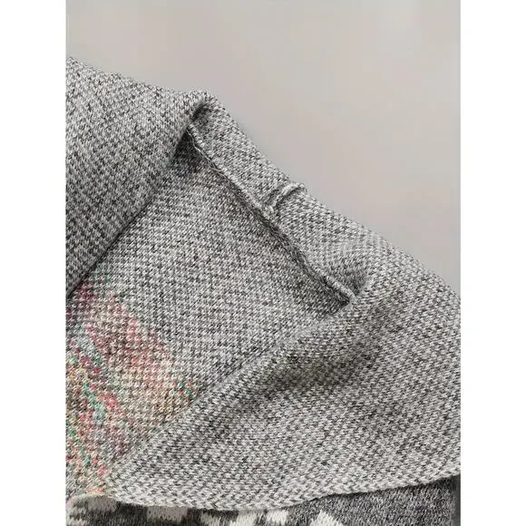 Sweater Womens Plus Cardigan Gray Hooded Long Duster Aztec Pockets - Picture 5 of 6